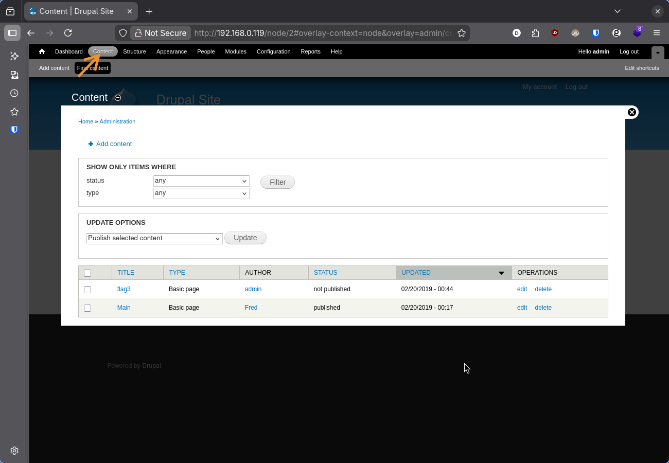 Pagina de conteudo Drupal